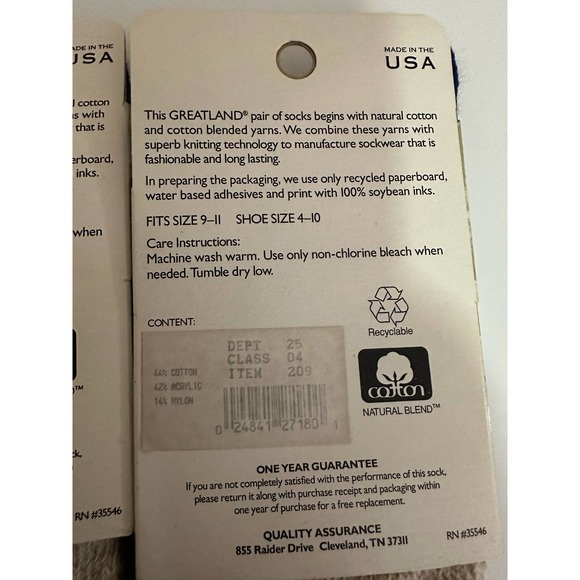 Vintage New NOS Women 5 Greatland Boots 9-11 Socks USA outdoor winter warm - Picture 6 of 6